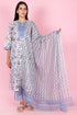 Terry Voile Kurta Pant And Kota Dupatta In Floral Block Print